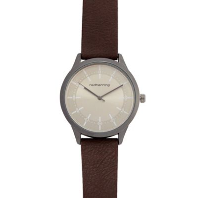Brown analogue watch and bracelet set in a gift box